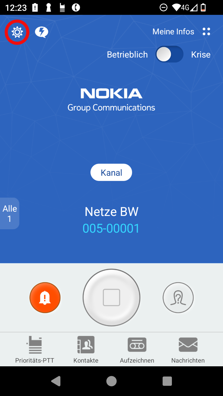 Einstellungsmenü der MCPTT-App-medium