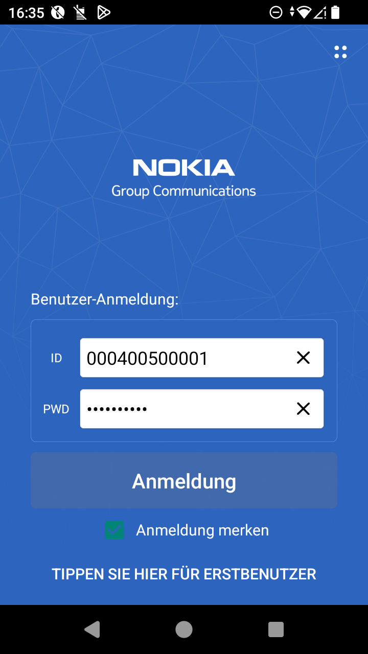 Einstellung der PTT App